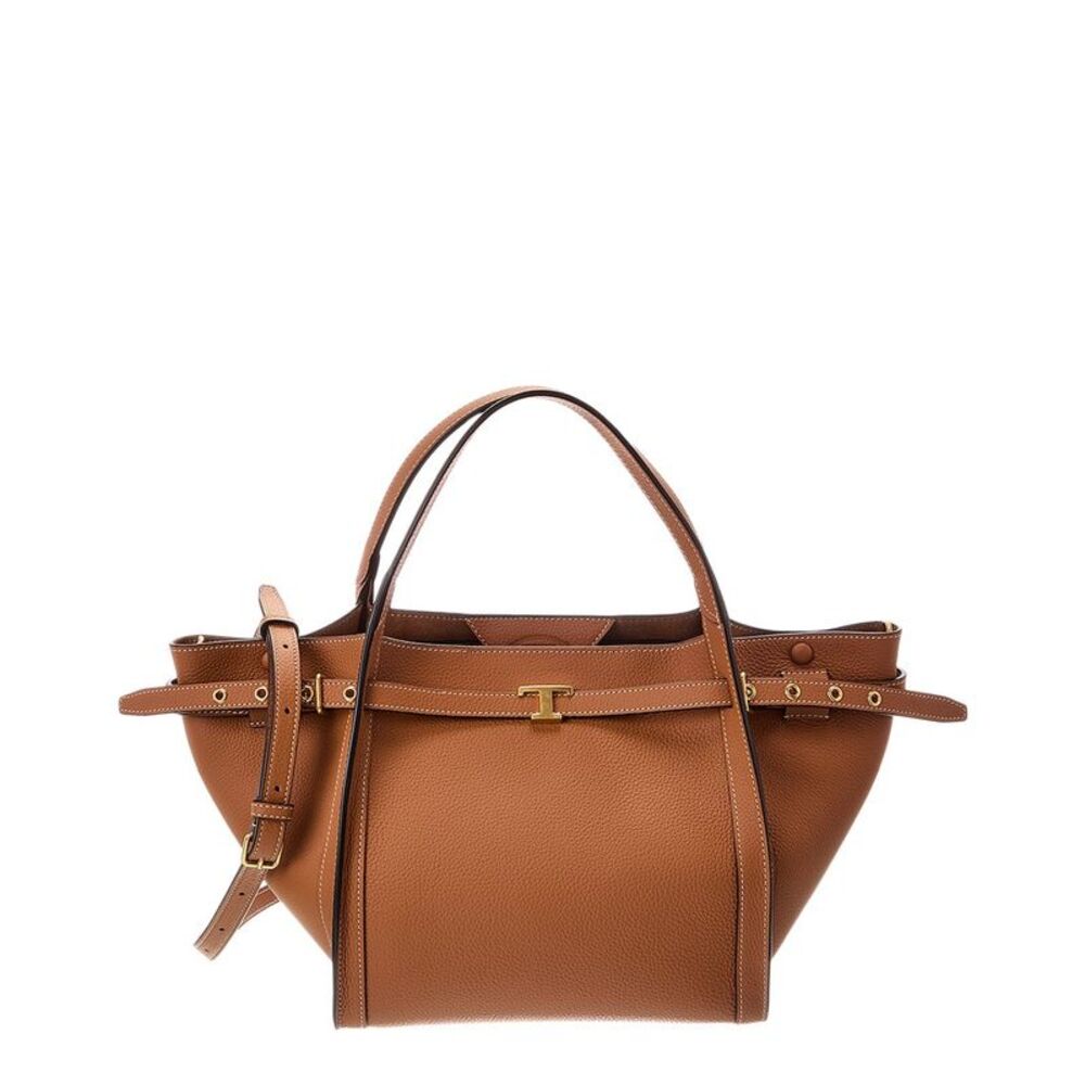 Tod's Logo Small Leather Tote, Brown
